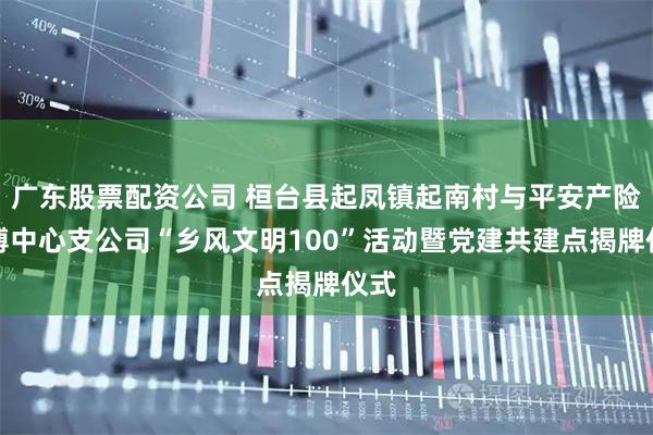 广东股票配资公司 桓台县起凤镇起南村与平安产险淄博中心支公司“乡风文明100”活动暨党建共建点揭牌仪式