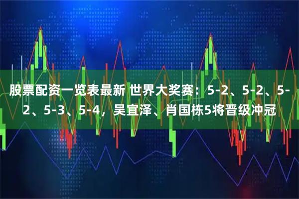 股票配资一览表最新 世界大奖赛：5-2、5-2、5-2、5-3、5-4，吴宜泽、肖国栋5将晋级冲冠